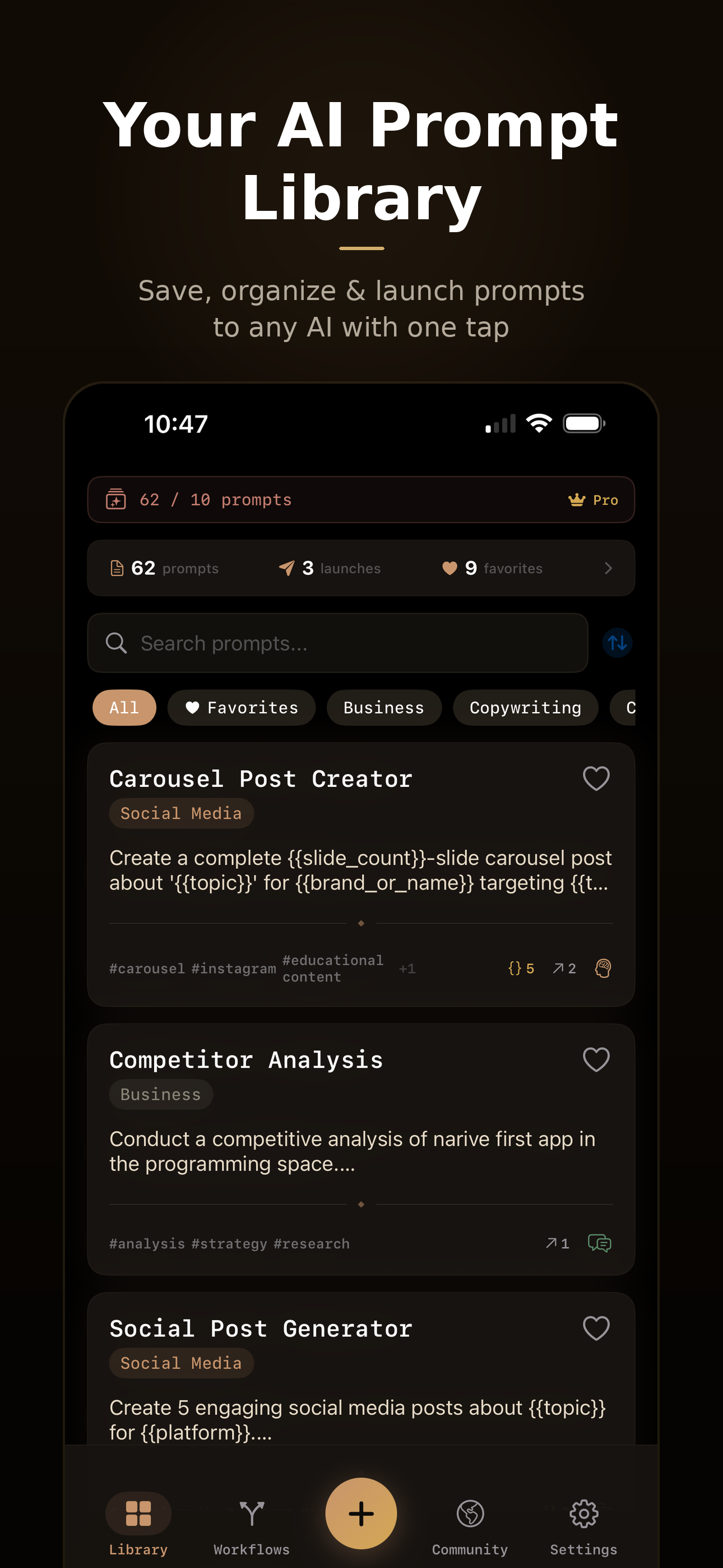 PromptKit Library — Save, organize and launch prompts to any AI
