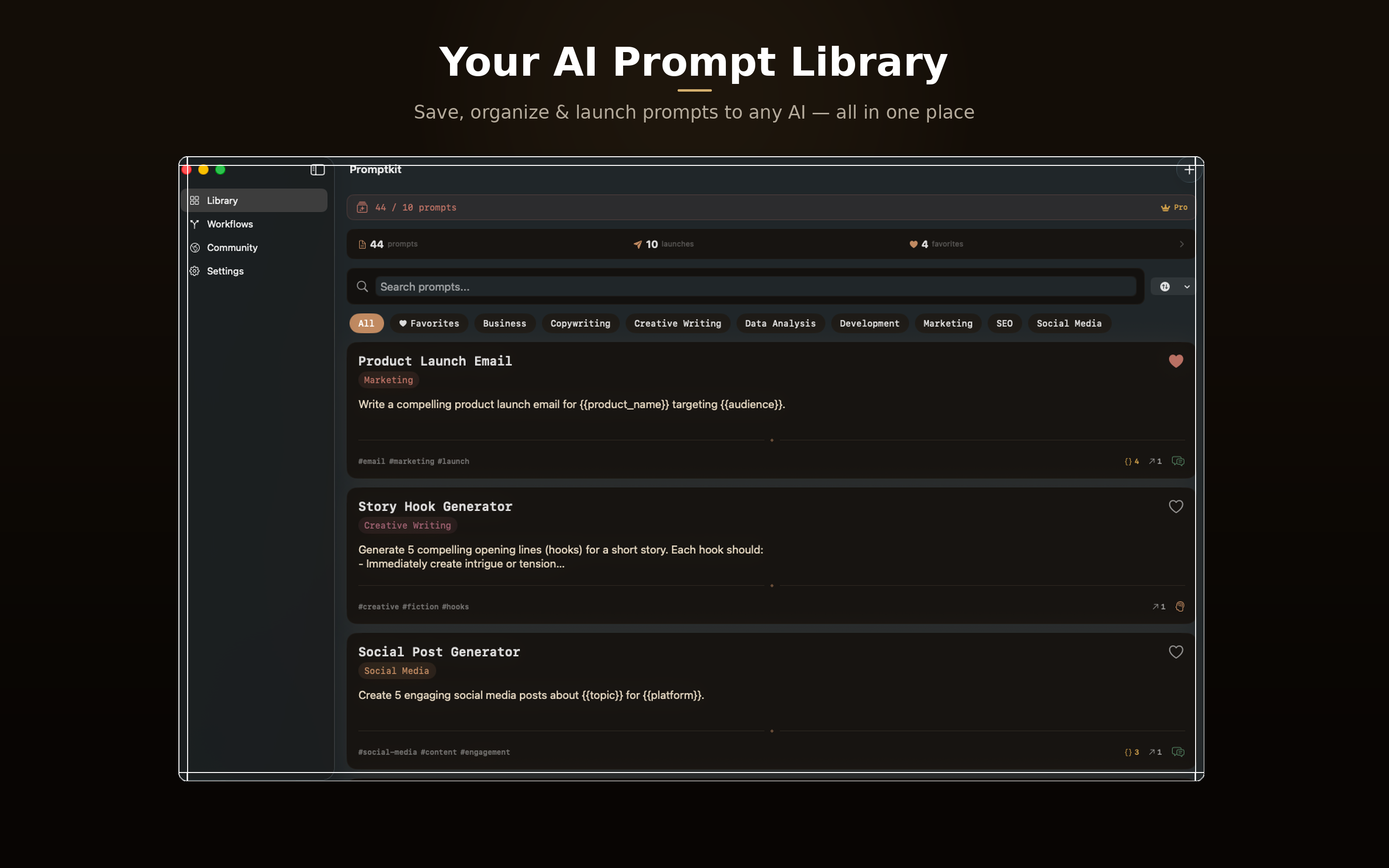 PromptKit for Mac — Your AI prompt library on the desktop