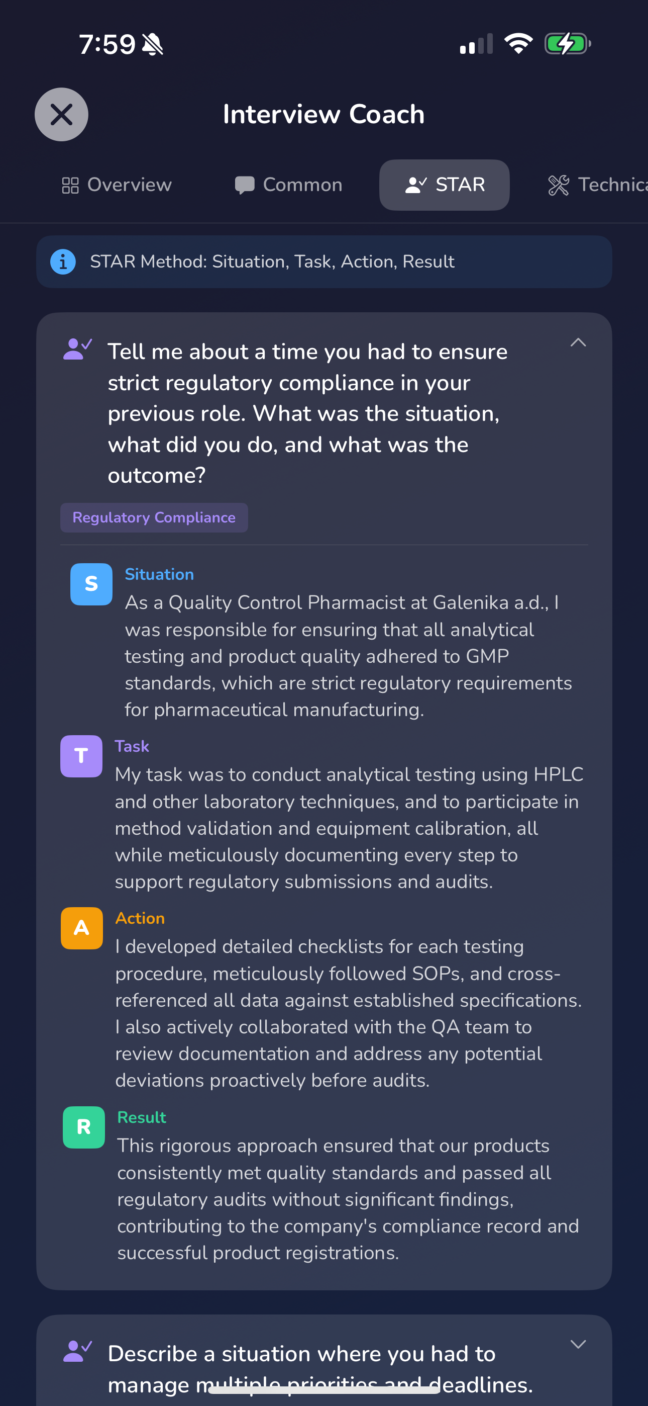 Interview Coach — STAR method breakdown