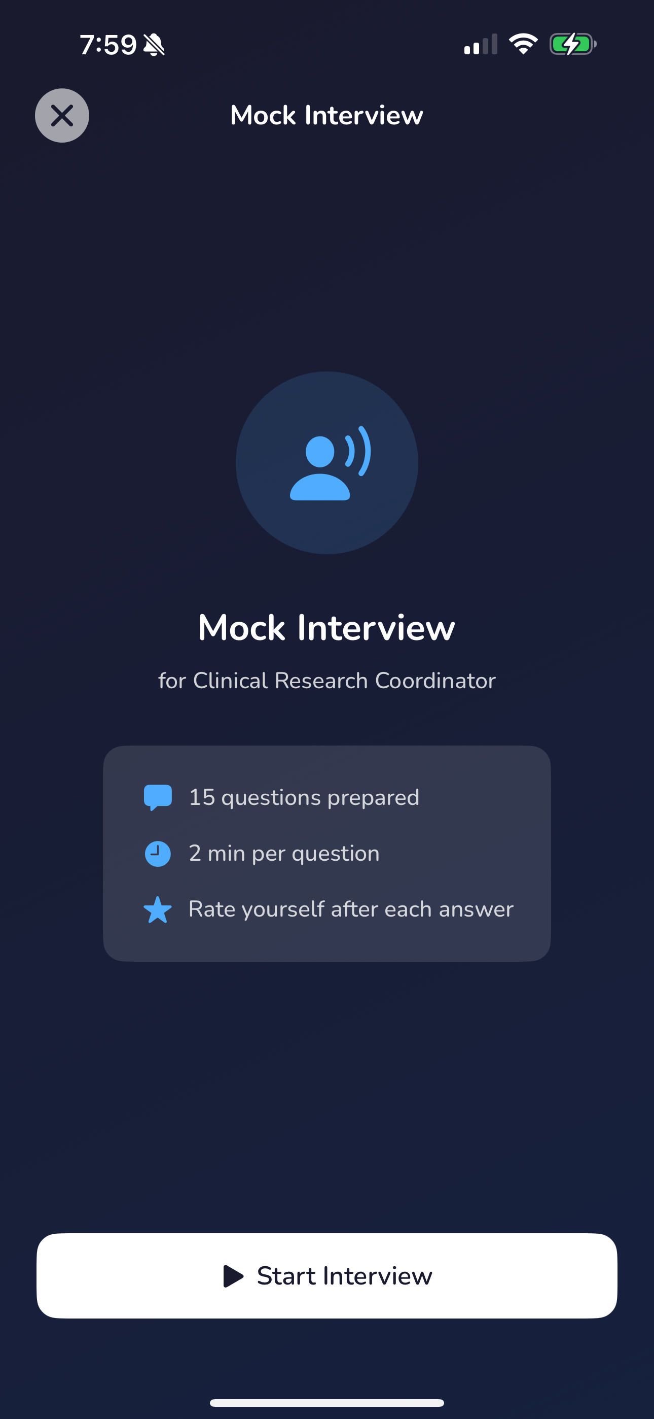 Timed mock interview session