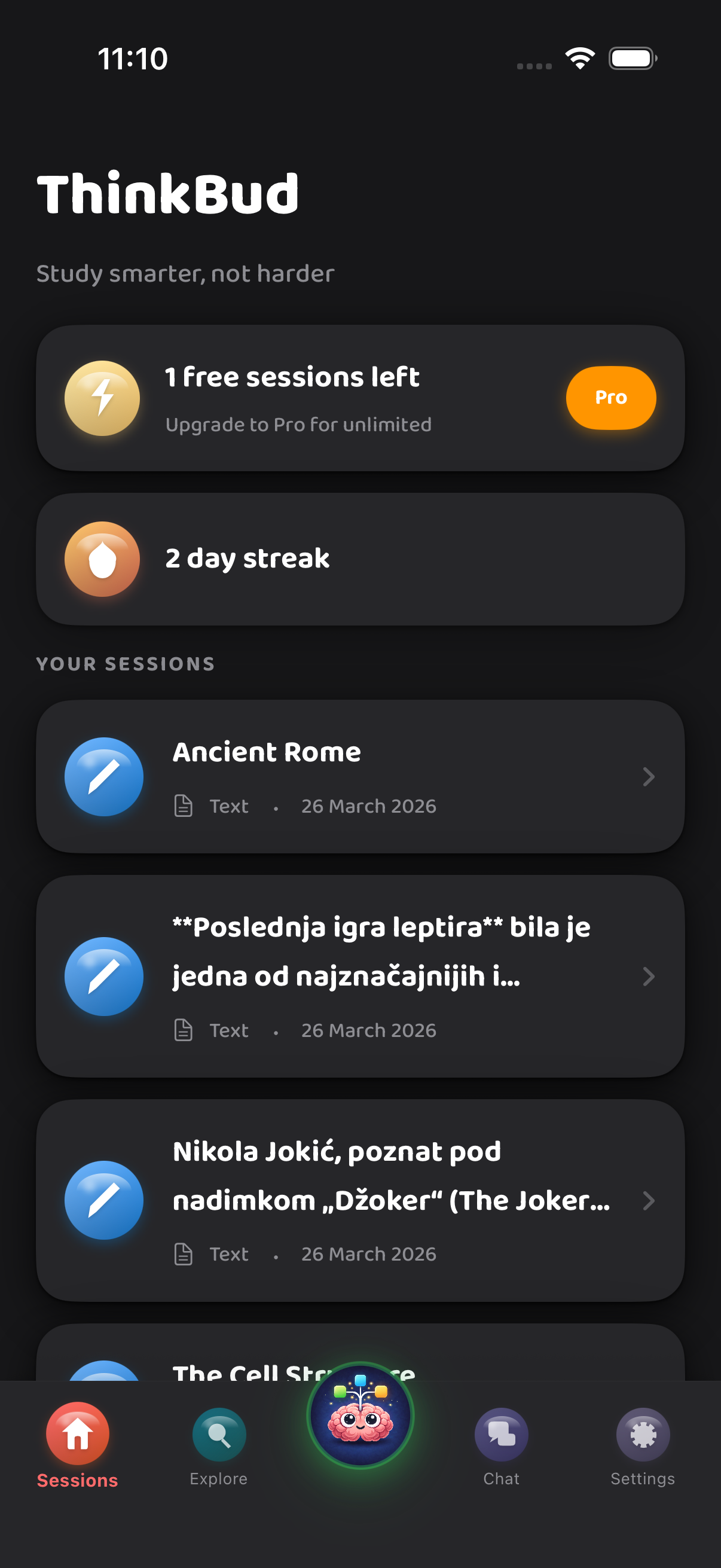 ThinkBud home screen