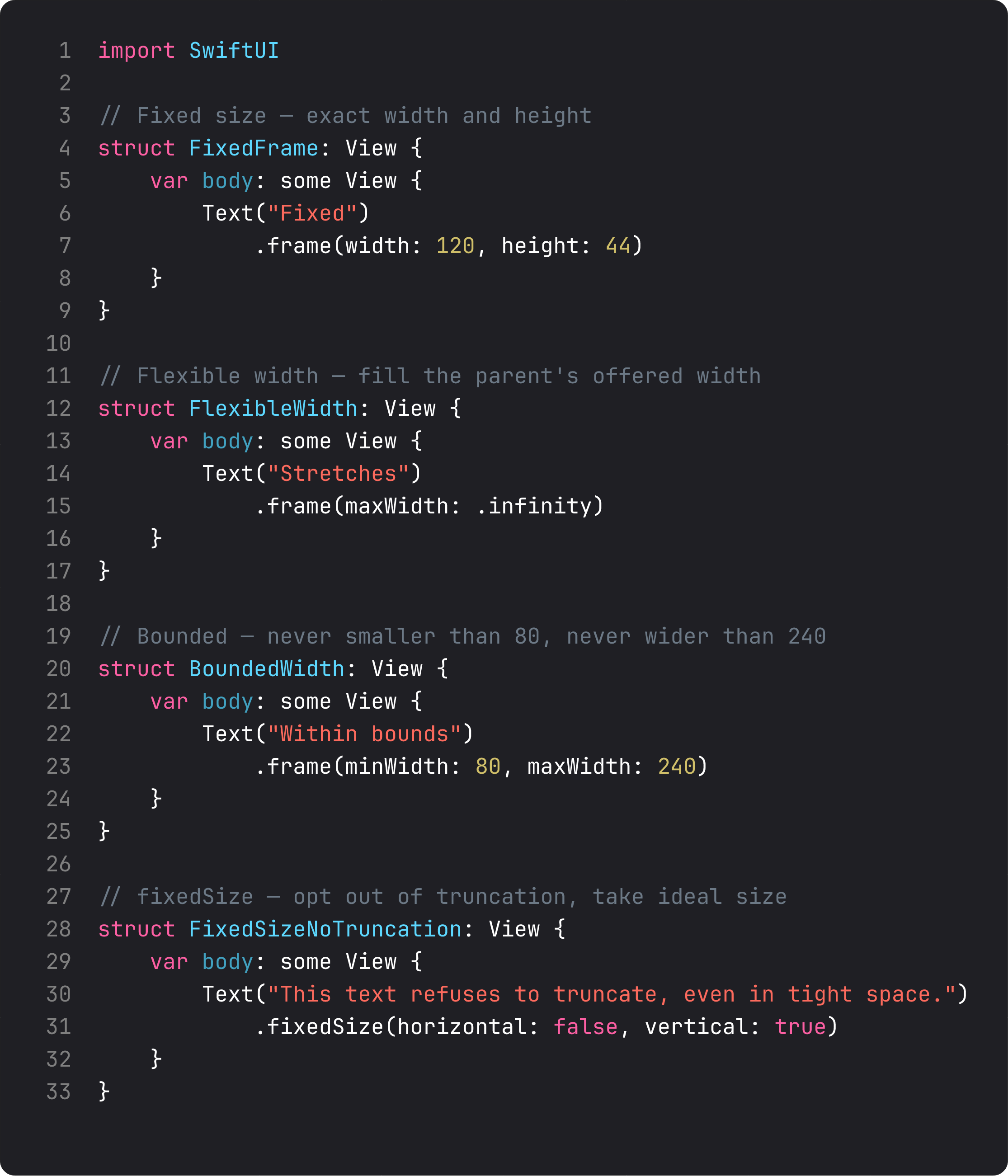 Four flavors of the frame modifier