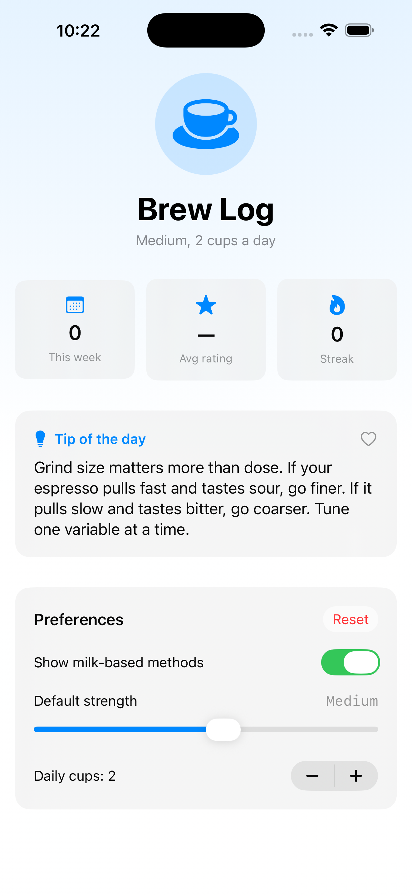 BrewLog with UserPreferences observable model