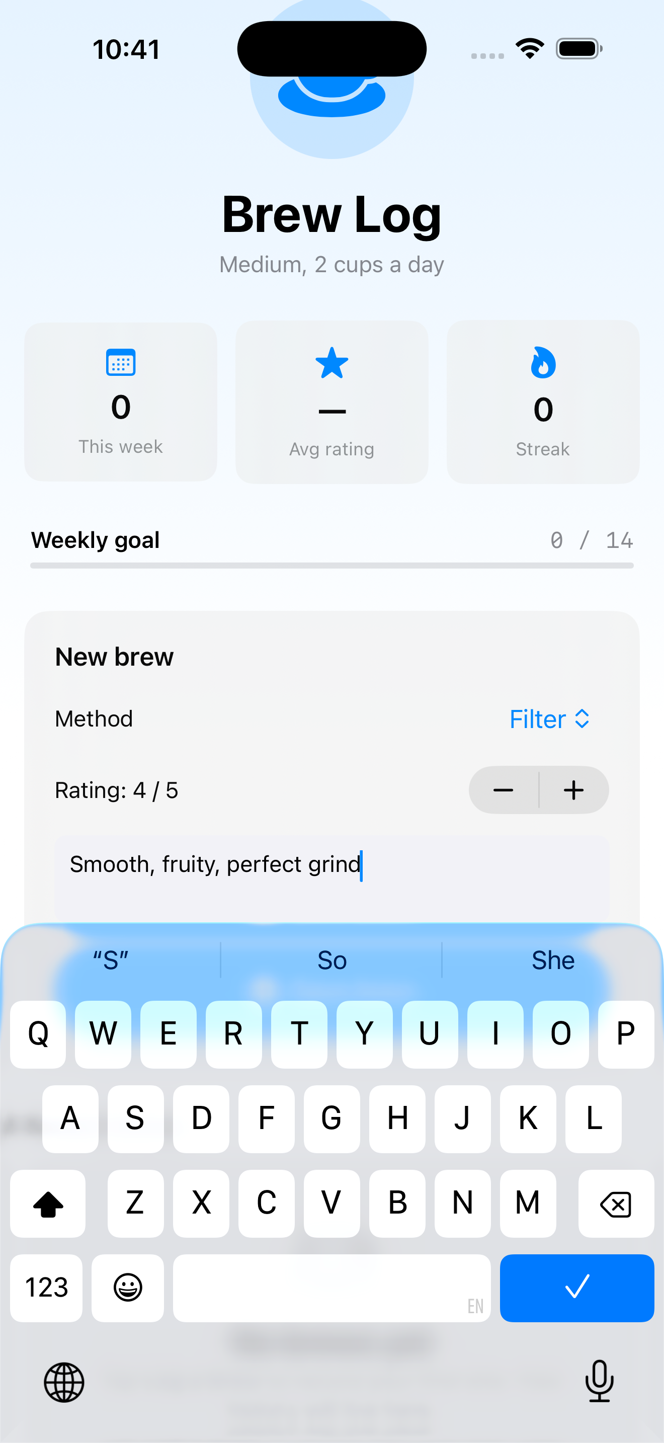 BrewLog with NewBrewCard and a logged brew