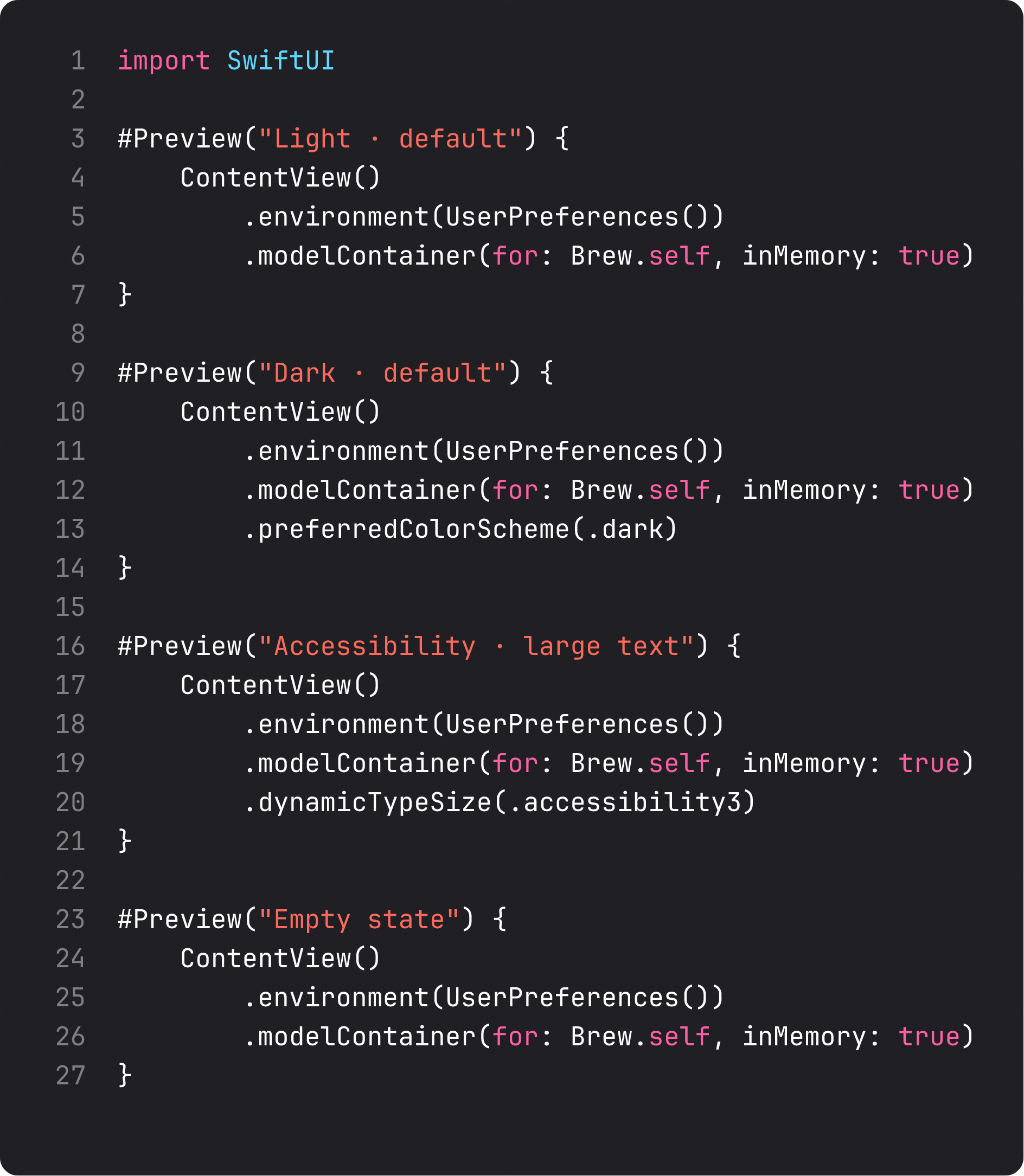 Multiple #Preview blocks for the same view in different states