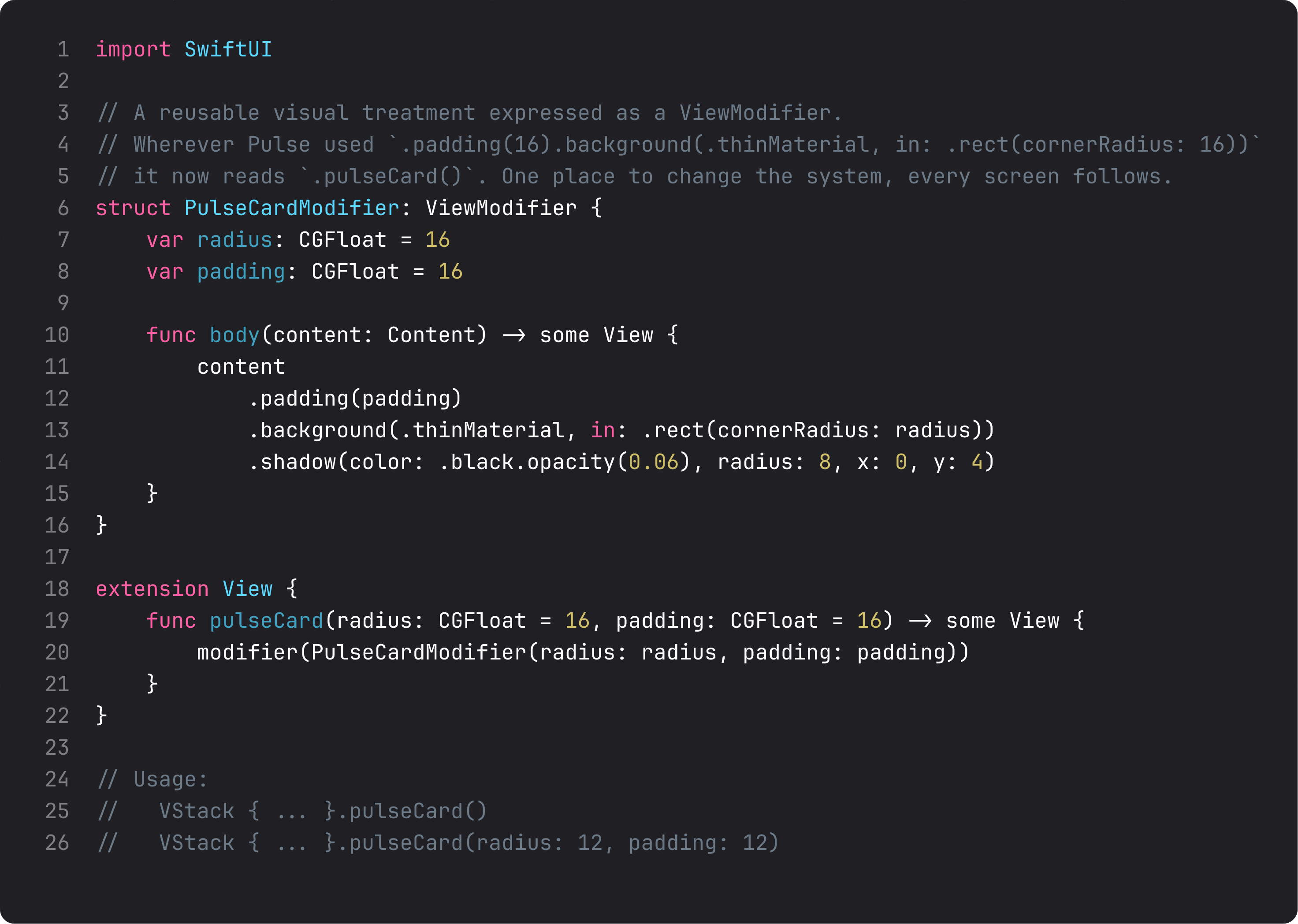 PulseCardModifier with View extension