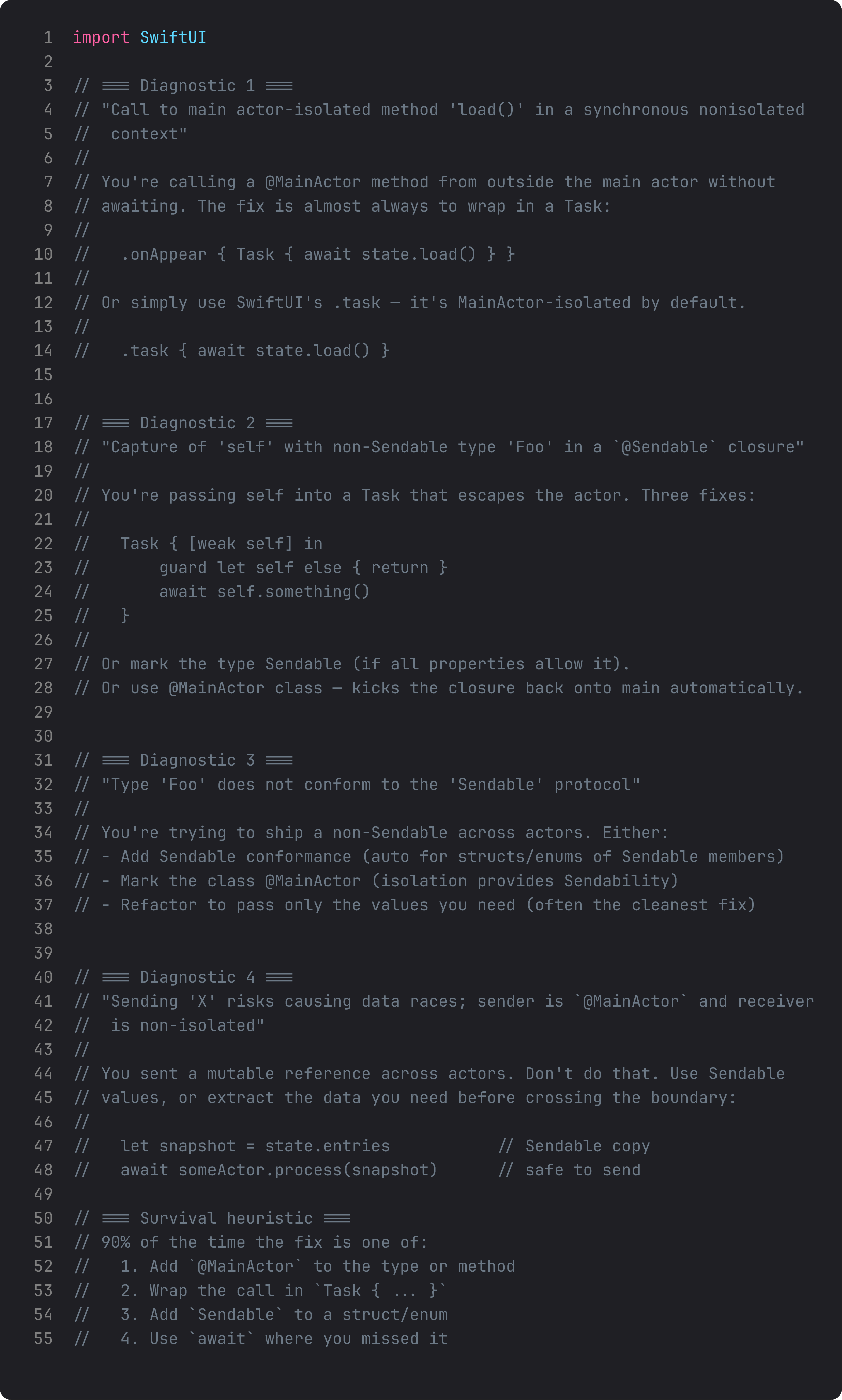 Four common diagnostics with fix patterns